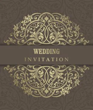 Wedding  Invitation  with baroque pattern Stock Illustration