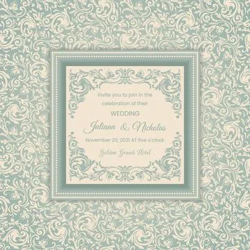 Wedding  Invitation  with baroque pattern Stock Illustration