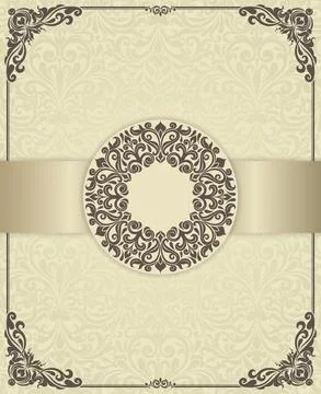 Wedding  Invitation  with baroque pattern Stock Illustration