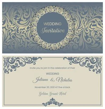 Wedding  Invitation  with baroque pattern Stock Illustration