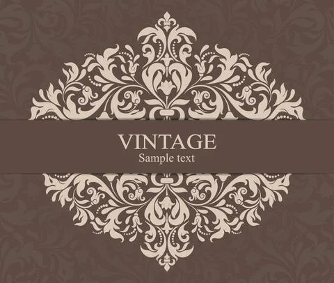 Wedding  Invitation  with baroque pattern Stock Illustration