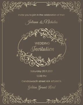 Wedding  Invitation  with baroque pattern Stock Illustration