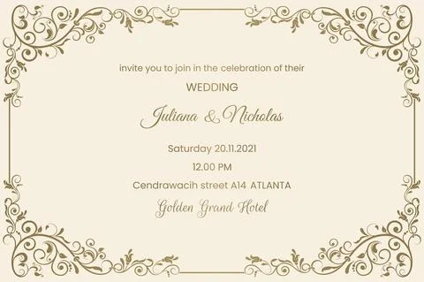 Wedding  Invitation  with baroque pattern Stock Illustration