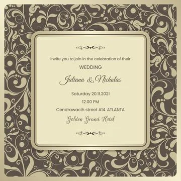 Wedding  Invitation  with baroque pattern Stock Illustration