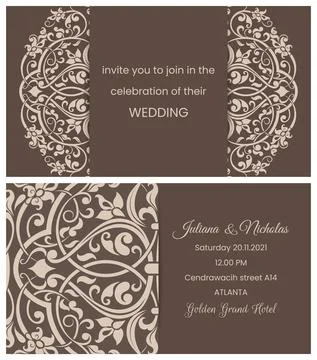 Wedding  Invitation  with baroque pattern Stock Illustration