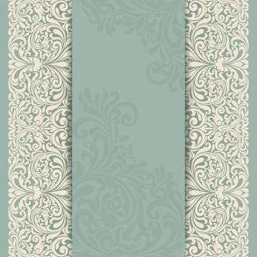Wedding  Invitation  with baroque pattern Stock Illustration