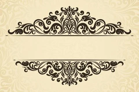 Wedding  Invitation  with baroque pattern Stock Illustration