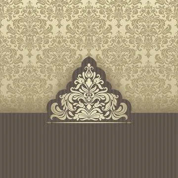 Wedding  Invitation  with baroque pattern Stock Illustration