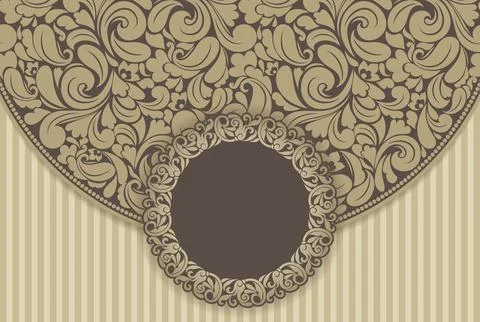 Wedding  Invitation  with baroque pattern Stock Illustration