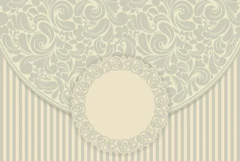 Wedding  Invitation  with baroque pattern Stock Illustration