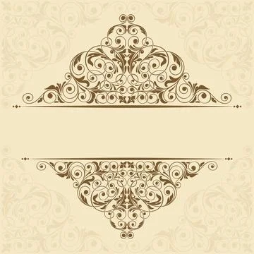 Wedding  Invitation  with baroque pattern Stock Illustration