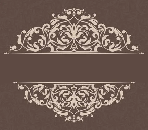 Wedding  Invitation  with baroque pattern Stock Illustration