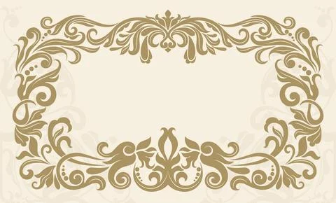 Wedding  Invitation  with baroque pattern Stock Illustration