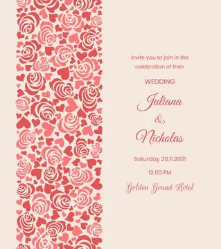 Wedding  Invitation  with baroque pattern Stock Illustration
