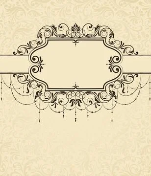 Wedding  Invitation  with baroque pattern Stock Illustration