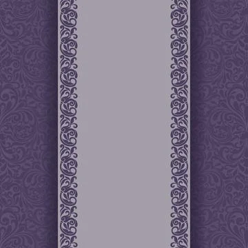 Wedding  Invitation  with baroque pattern  lilac  color Stock Illustration