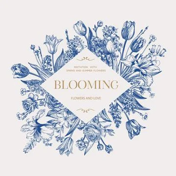 Wedding invitation in blue. Illustrazione stock