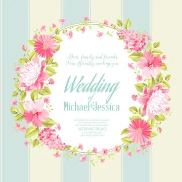 Wedding invitation card with custom text Illustrazione stock