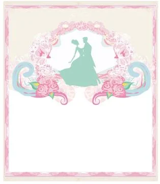 Wedding invitation card with floral elements. Stock Illustration