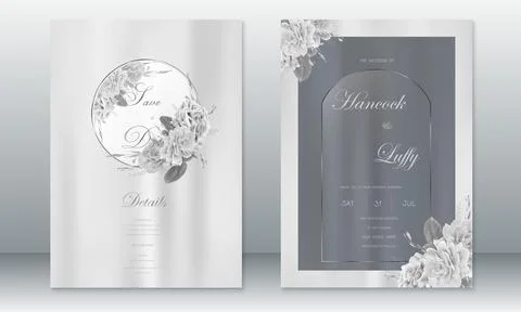 Wedding invitation card gray background Stock Illustration