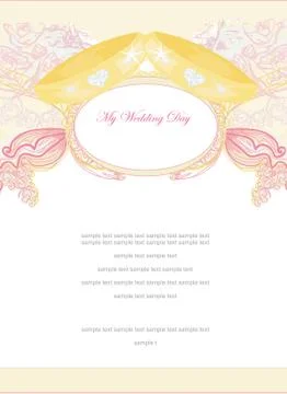 Wedding invitation card with rings Stock Illustration