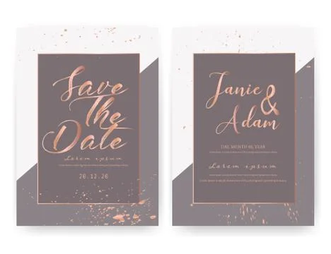 Wedding invitation card, Save the date wedding card, Modern card design with  Stock Illustration