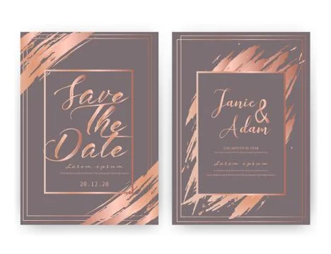 Wedding invitation card, Save the date wedding card, Modern card design with  Stock Illustration