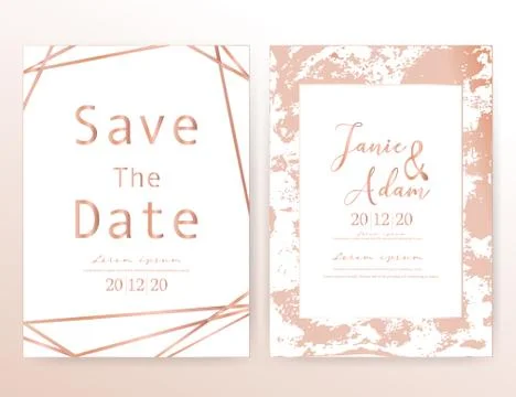 Wedding invitation card, Save the date wedding card, Modern card design with  Stock Illustration