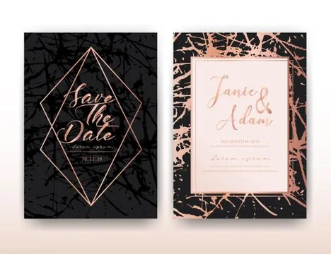 Wedding invitation card, Save the date wedding card, Modern card design with  Stock Illustration
