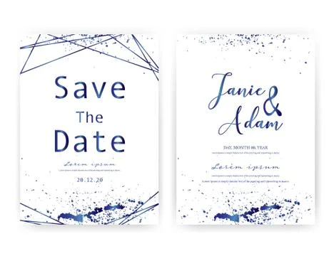 Wedding invitation card, Save the date wedding card, Modern card design with  Stock Illustration