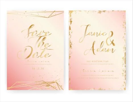 Wedding invitation card, Save the date wedding card, Modern card design with  Stock Illustration