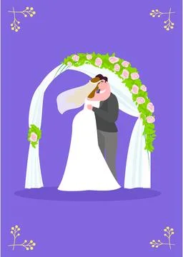 Wedding invitation card, save the date design, bride and groom vector Illustrazione stock