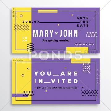 Wedding Invitation Card Template. Modern Abstract Flat Swiss Style Background Stock Illustration