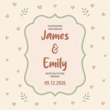 Wedding Invitation Card Template, Vector Illustration. Romantic Wedding Inv.. Illustration