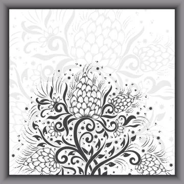 Wedding invitation card with vector abstract floral elements in Indian mehndi Illustrazione stock