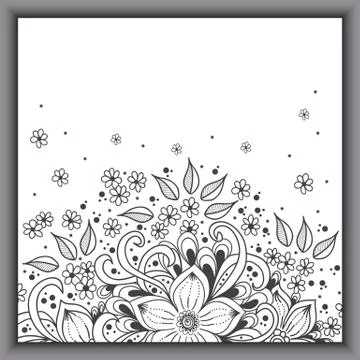 Wedding invitation card with vector abstract floral elements in Indian mehndi Illustrazione stock
