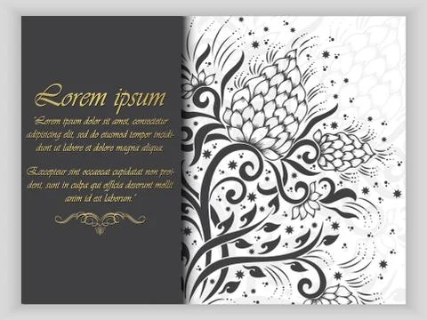 Wedding invitation card with vector abstract floral elements in Indian mehndi Illustrazione stock