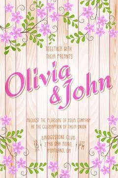 Wedding invitation card. Vector invitation card with floral elements on the w 스톡 일러스트