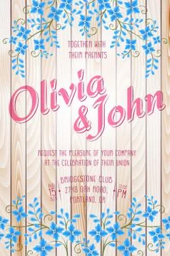 Wedding invitation card. Vector invitation card with floral elements on the w イラスト素材