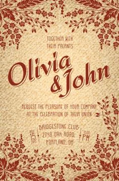 Wedding invitation card. Vector invitation card with floral elements on the b Stock Illustration