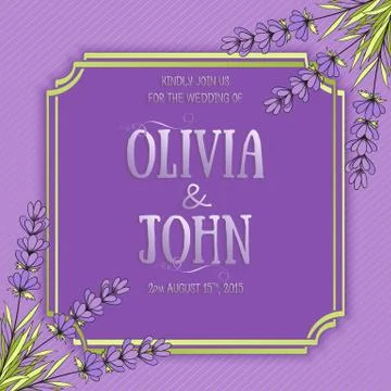 Wedding invitation card. Vector invitation card with elegant frame with text  Stock Illustration