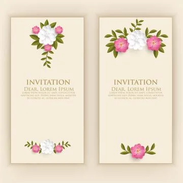 Wedding invitation card. Vector invitation card with elegant flower elements  Illustrazione stock