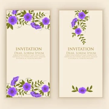 Wedding invitation card. Vector invitation card with elegant flower elements  Stock Illustration