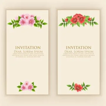Wedding invitation card. Vector invitation card with elegant flower elements  Stock Illustration