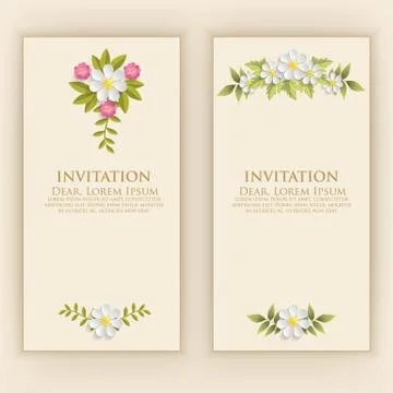 Wedding invitation card. Vector invitation card with elegant flower elements  Illustrazione stock