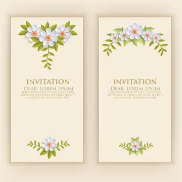 Wedding invitation card. Vector invitation card with elegant flower elements  Illustrazione stock