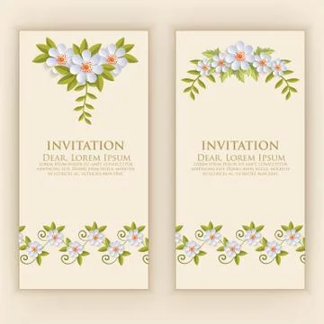 Wedding invitation card. Vector invitation card with elegant flower elements  Stock Illustration