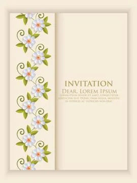 Wedding invitation card. Vector invitation card with elegant flower elements  Illustrazione stock