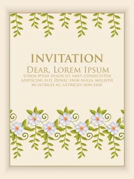 Wedding invitation card. Vector invitation card with elegant flower elements  Illustrazione stock