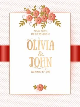 Wedding invitation card. Vector invitation card with elegant flower elements  Illustrazione stock